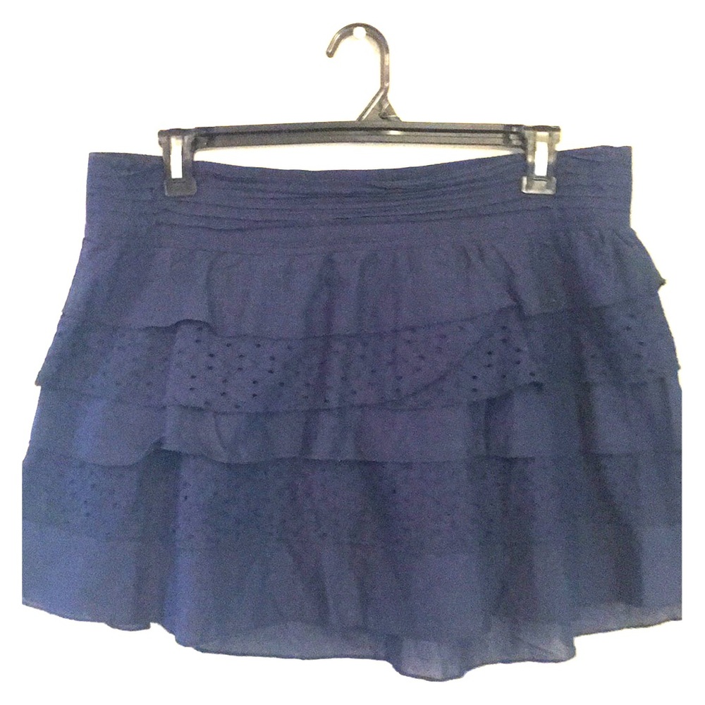 Maurices Navy Blue Lacy Layered Mini-Skirt